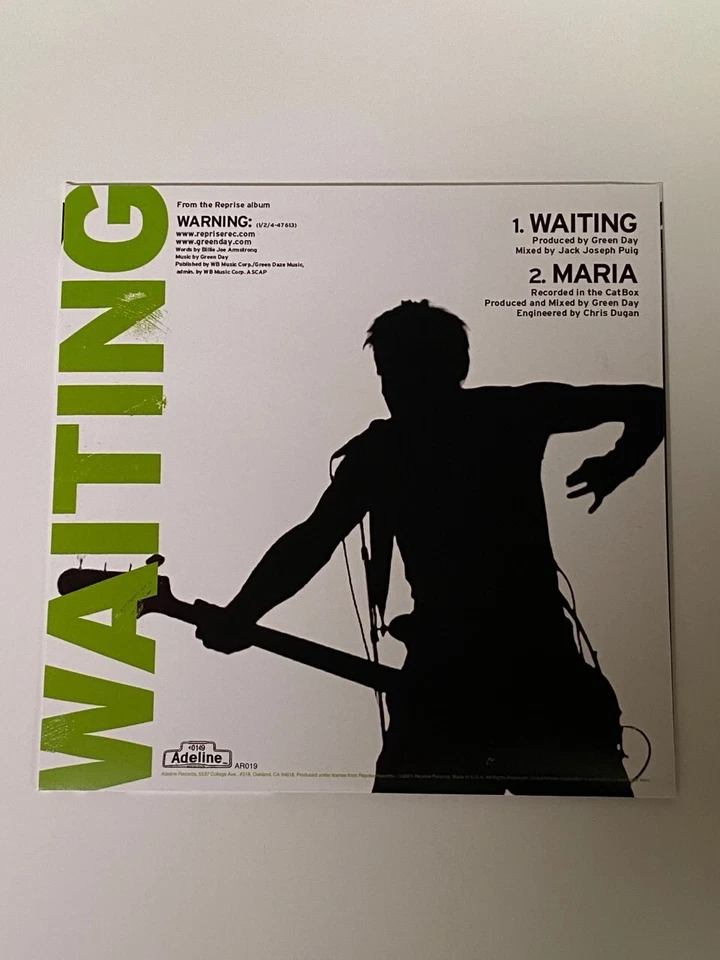 GREEN DAY Waiting TRANSPARENT BLUE 7" Single NEW OUT OF PRINT ADELINE RECORDS - Image 2 of 2