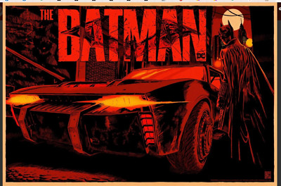Mondo The Batman Batmobile Francavilla Red Variant Sold Out Ed Of 115 24X36