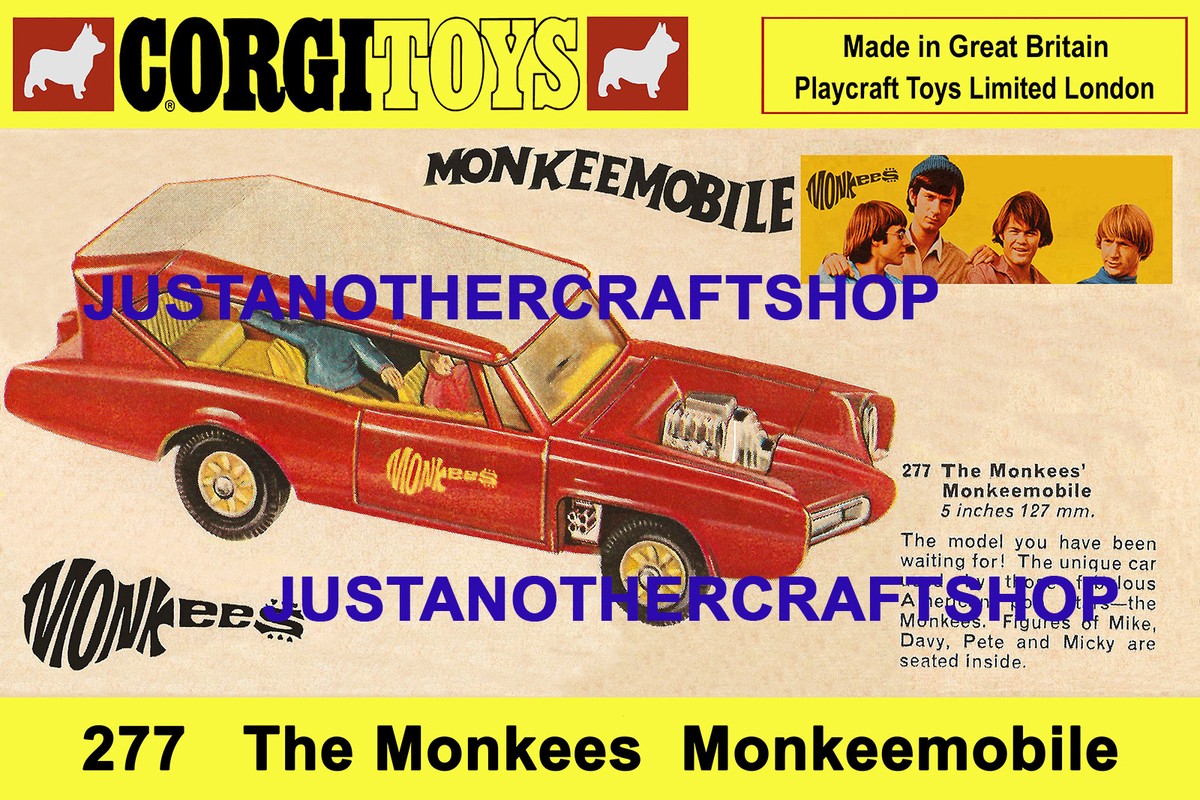 ミニカー CORGI TOYS MONKEE MOBILE 277 Corgi Toys 277 Monkees Monkeemobile 1968 Large A3 Size Poster Shop