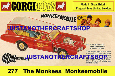 ミニカー CORGI TOYS MONKEE MOBILE 277 Corgi Toys 277 Monkees Monkeemobile 1968 Large A3 Size Poster Shop