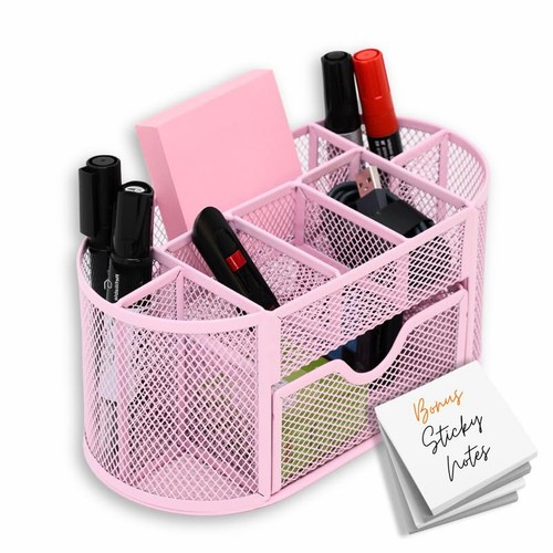 Pen Holder Desk Organizer – 9-Compartment Pencil Holder Desk Organizer with D... - Picture 1 of 9