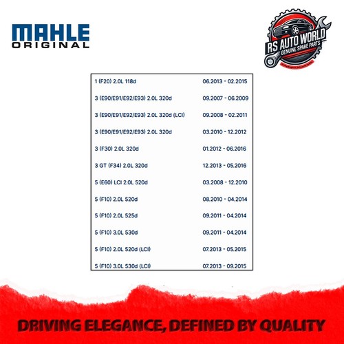Mahle original Genuine Oil filter for Bmw- x1, 3, 5 & 6 Diesel 2012-2025 - Picture 5 of 7