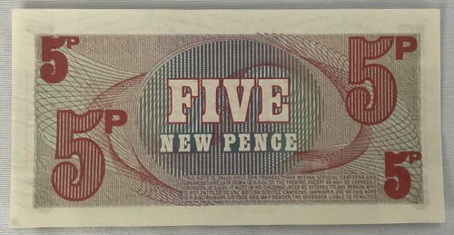 British Armed Forces (BAF) 5 pence voucher, 6th series (1972) Crisp Bank note - Picture 1 of 2
