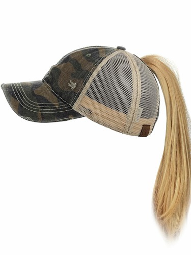 C.C Ponycap Messy High Bun Ponytail Adjustable Mesh Trucker Baseball CC Cap Hat - Imagen 66 de 130