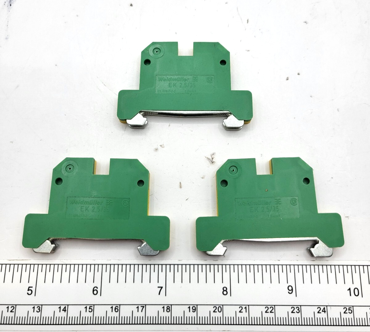 LOT OF 3 Weidmuller EK2.5/35 Terminal Blocks, 0202G