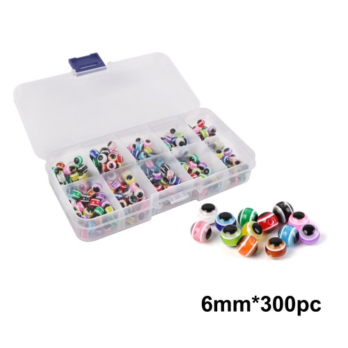 120 piezas-300 piezas cuentas ojos de pez surtido color mixto 6 mm/8 mm/10 mm/12 mm con caja - Imagen 2 de 5
