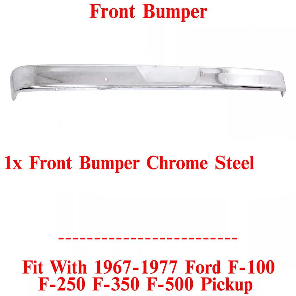 Parachoques delantero de acero cromado para camioneta Ford F-SERIES F-100 F-250 F-350 F-500 67-77 Foto 2 de 4