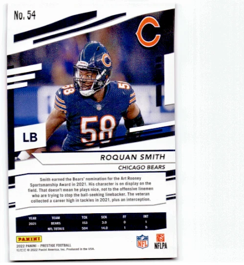 2022 Panini Prestige Roquan Smith #54 Extra Points Pink 40 of 50 - Image 2 of 2