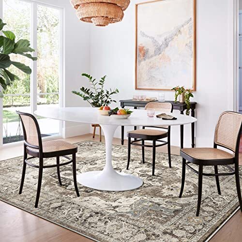 Washable 5x7 Area Rugs: Rugs for Living Room Ultra Soft Carpet for 5X7 Beige - Bild 6 von 6