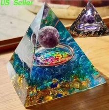 Amethyst Crystal Sphere Orgonite Pyramid Obsidian Chakra Energy Orgone Stone USA