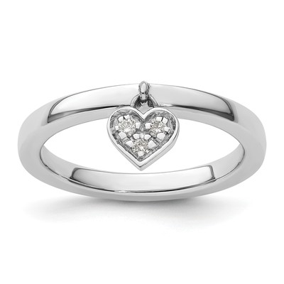 Massiver Sterlingsilber stapelbare Ausdrücke hängendes Herz Diamantring