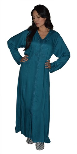 Camicetta Caftano Caftano Fatta a Mano Djellaba Jellaba Abaya Africana Marocchina Grande - Foto 2 di 6