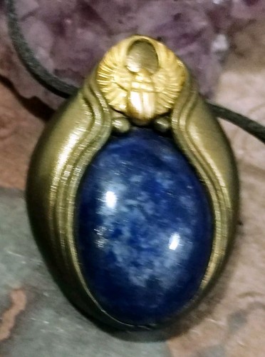 Altägyptischer Skarabäus Käfer Halskette Lapislazuli Amulett Talisman Anhänger - Bild 1 von 5
