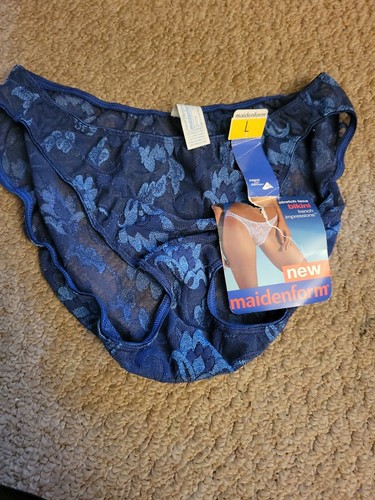 Rare Vtg Panties Maidenform 80s deadstock blue lace French Impressions L bikini - Picture 5 of 5