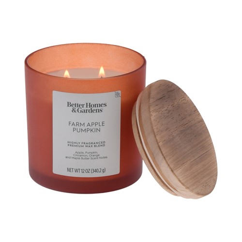 Better Homes & Gardens Farm Apple Pumpkin Scented 2-Wick Frosted 12oz Candle