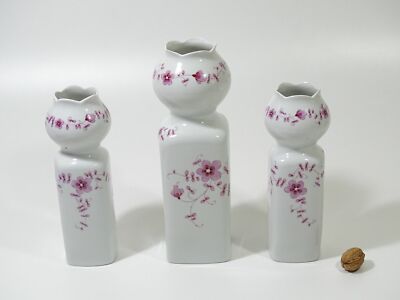 LICHTE Porzellan Fine China 3er-Set Vase ''Indisch Purpur'' DDR