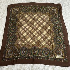 Yves Saint Laurent Silk Scarf "Paisley and checkered patterns" from Japan
