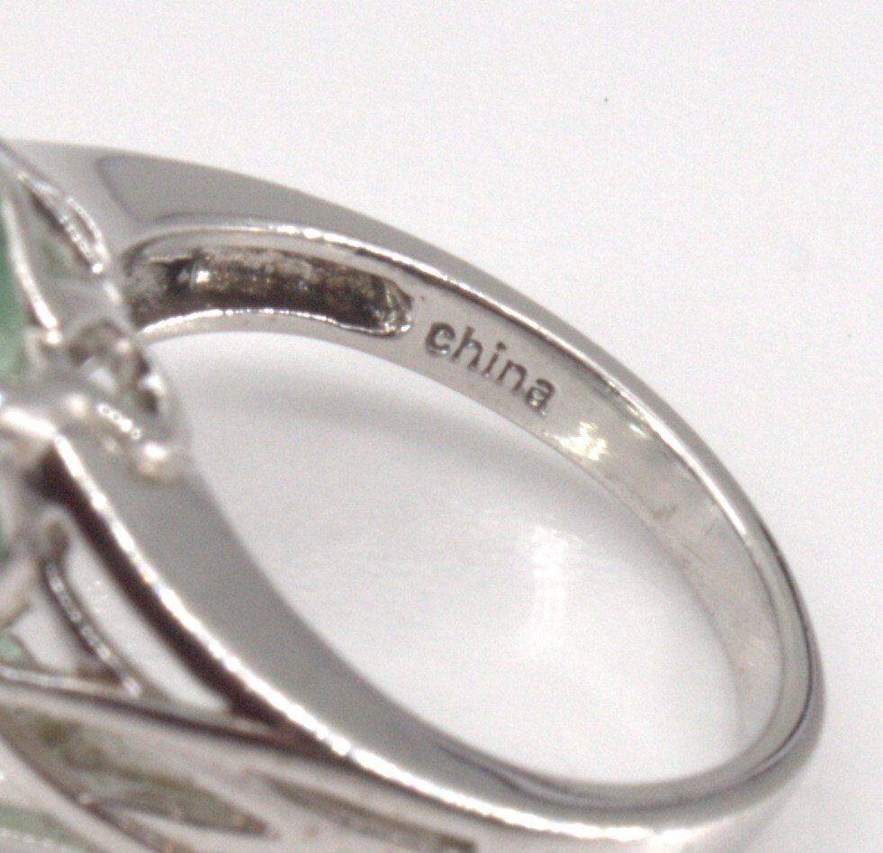 Sterling Silver Statement Ring Oval Green Quartz … - image 6