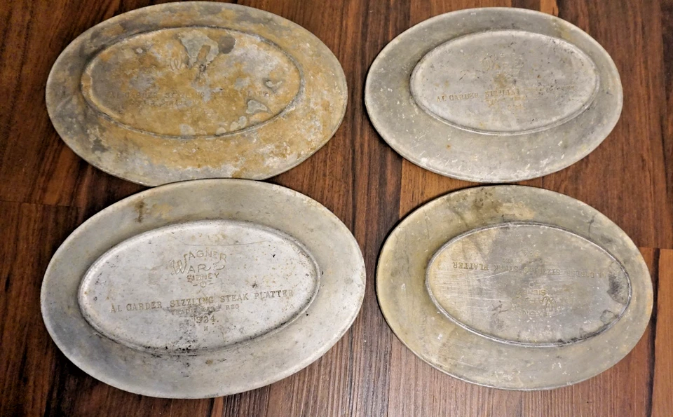 ВИНТАЖНЫЙ WAGNER ARE SIDNEY AL CARDER ШИПЯЩИЙ СТЕЙК БЛЮДО #334 НАБОР ИЗ 4 - Изображение 2 из 2