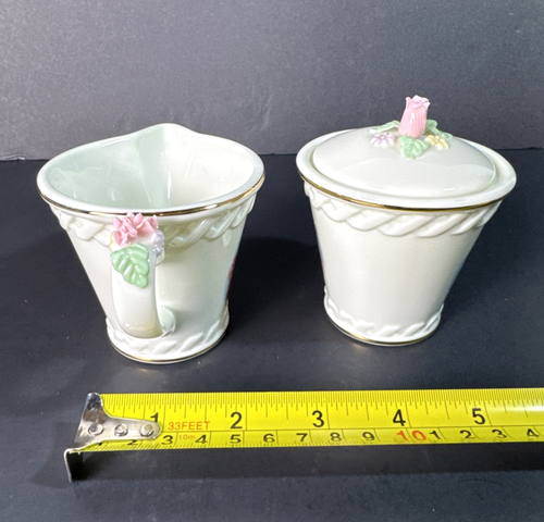 Danbury Mint Shirley Temple Porcelain Creamer & Sugar Bowl w Lid Gold Trim Roses - Picture 18 of 18