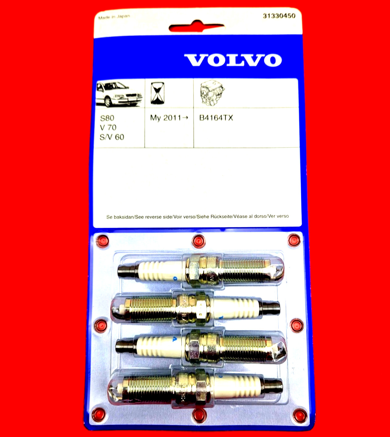 4X Original Volvo Spark Plugs Set S60 II, S80 II, V40, V60 I, V70 III - 31330450