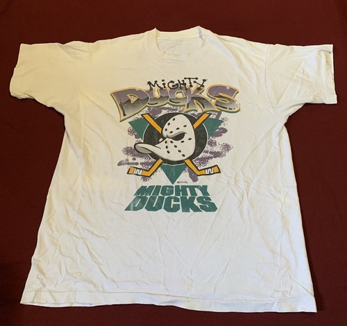 Vintage Anaheim Mighty Ducks 90s T-Shirt Mens Large Gray NHL Single Stitch - Picture 2 of 9