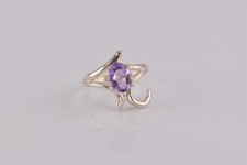Sterling Silber lila Amethyst Solitär verwirbelt zart Band Ring 925 Gr: 5,5