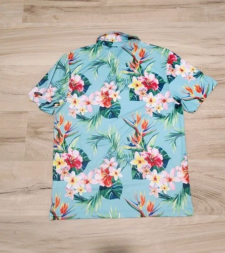 BAD BIRDIE GOLF POLO MENS XL TROPICS FLORAL PERFORMANCE HAWAIIAN STRETCH BRIGHT - Picture 6 of 9