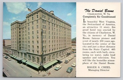 Daniel Boone Hotel Charleston WV Vintage Postcard 1950s W. E. Bollinger