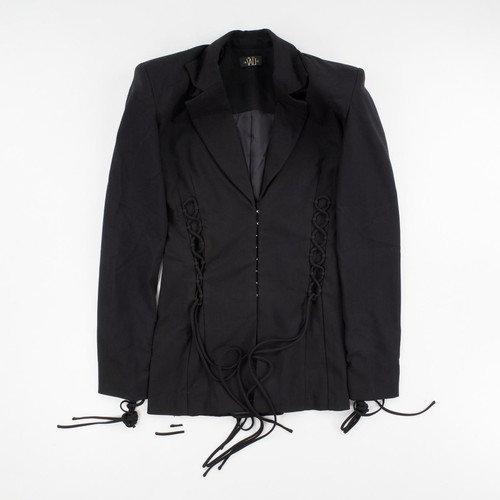 Blazer nero DE LA VALI Elena cravatta davanti pizzo manica lunga regular taglia 6 prezzo consigliato 590 - Foto 9 di 10