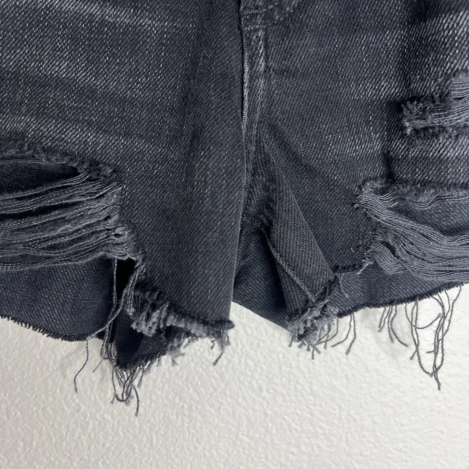 "Pantalones cortos Rag & Bone para mujer 23 negros denim desgastados Maya tiro alto entrepierna de 2,5""" Foto 2 de 4