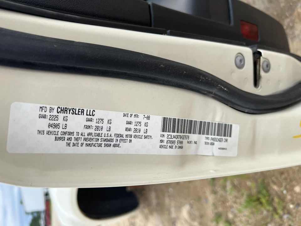 Used Rear Right Door Assembly Rear Side fits: 2008 Chrysler 300 privacy tint gla Foto 3 de 4