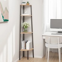 Eckregal 4-StöCkig Hellbraun Schwarz 45,5X31,5X150 Cm Standregal BüCherregal