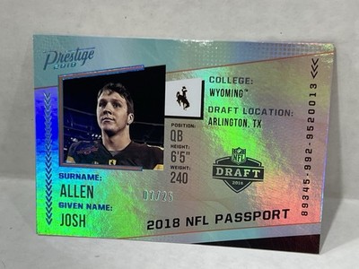 Panini 2018 Prestige🔥Josh Allen #PP-JA-NFL Draft Passport-#7/25