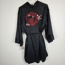 Josie Natori Target Short Robe Black Asian Silky Lightweight Women  s Size M/L