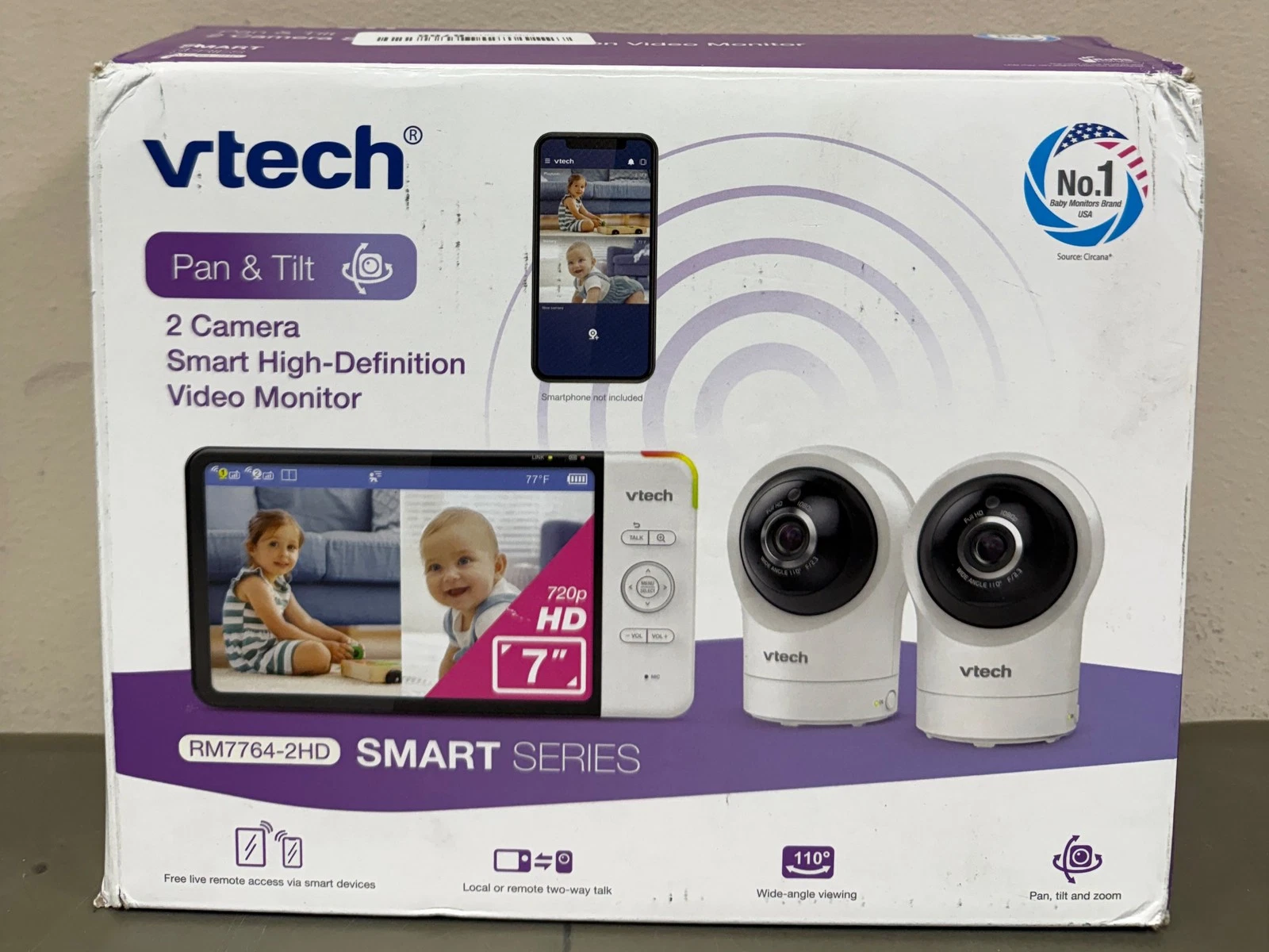 VTech RM7764-2HD - V Tech 7" Digital Video Monitor with Remote Access and 2 Came