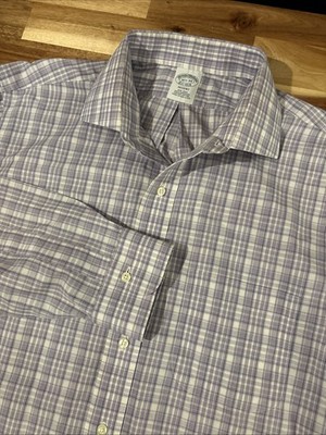 Brooks Brothers Shirt Mens 16.5 34 Purple Regent Non Iron Supima Dress Button Up
