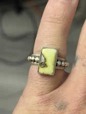 STERLING SILVER NATIVE AMERICAN SW PALOMINO TURQUOISE BAND RING SZ 8.25 .925