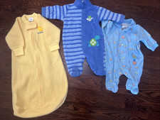 Vintage Carters Baby  Sleeper Lot of 3  Terry Cloth  0-3 Mo  Animals Duck