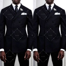 Black Men Suits Banuqet Evening 2Pcs Slim Fit Wedding Groomman Jacket Tuxedo