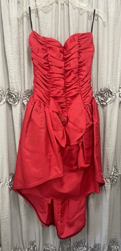 Vintage Gunne Sax Jessica McClintock 1989 rot Party Cocktailkleid Taft Rose Gr. 3 - Bild 2 von 4