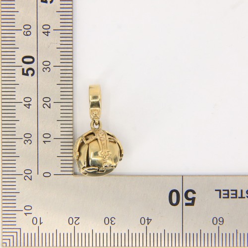 Vintage 9ct Gold Hallmarked Masonic Ball Pendant Folding Orb Cross Engraved - Picture 13 of 13