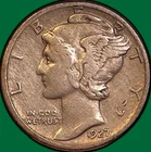 1927-D Mercury Dime Fine F Coin #35999