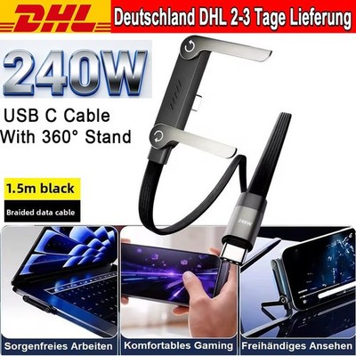 2-in-1 unsichtbarer Halter Ladekabel - 240W Schnellladekabel mit Handyständer