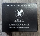 2021 S $1 Proof Type-2 American Silver Eagle Coin US Mint Box COA