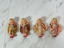Vintage Celluloid Kewpie Dolls 3  Set Of 4 Jointed Arms  Red Shoes Japan