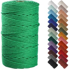 Emerald Macrame Cord 4mm x 109yards, Colored Macrame Rope, Cotton Cord Macram...