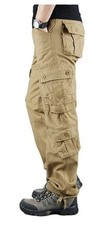 Mens Cargo Trousers 100% Cotton Work Trousers Tactical Combat Outdoor Pants BNWT