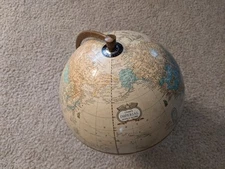 Vintage Cram's Imperial No. 9 World Globe. 9 Inch Diameter With Wood Base. 