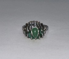 Elegant 925 Sterling Silver Green Stones Ring